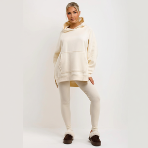 Conjunto de sudadera y mallas con capucha de gran tamaño para mujer, chándal de salón con capucha, ropa informal para mujer - Product Image 1
