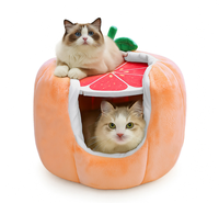 Lit pour chat en tissu en forme de beignet, maison douillette pour animaux de compagnie avec couvercle, portable, chaleur toute saison pour un sommeil profond des chats, lavable, lit portable pour chien