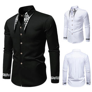 <span class=keywords><strong>Col</strong></span> Dker chemise à manches longues pour hommes brodée Style de mode Style européen avec <span class=keywords><strong>col</strong></span> pointu <span class=keywords><strong>col</strong></span> évidé - Product Image 1