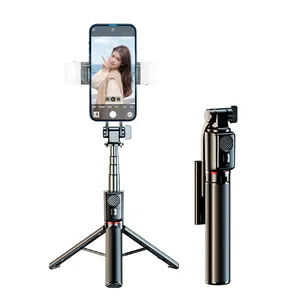 Tripé com bastão para selfie, lâmpada telescópica com controle remoto, ideal para celular, 130cm