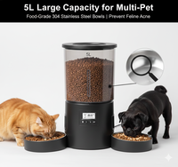 Distributeur automatique intelligent de nourriture pour animaux de compagnie, double alimentation, gamelles pour chats, enregistrement vocal 10s, programmation flexible, minuterie pour chiens et chats