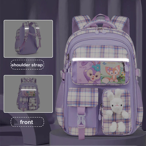 Adorables Conejos Mochila Escolares De Gran Capacidad Mochilas a Cuadros Mochila a Prueba De Agua Ninas Primarias Girls Bag - Product Image 4