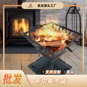 Hongyi Outdoor <b>Fire</b> <b>Pit</b> <b>Wood</b> Basket Rustic Steel Firewood Storage For Garden Patio Campfire Basin With Ash Pan - Product Image 5