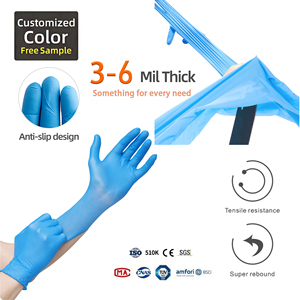 Guantes de Seguridad Desechables de Nitrilo Azul, Sin Polvo, Sin Látex, para Limpieza Dental, Tatuajes y Trabajo Industrial - Product Image 3