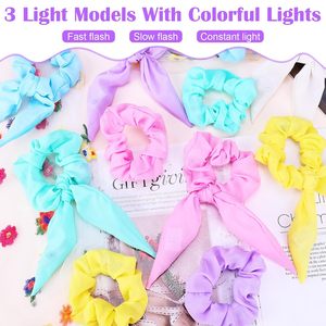 Nuevas Scrunchies LED, Scrunchies Luminosas, Lazos para el Cabello con Orejas de Conejo de Neón, Bandas Elásticas para el Cabello, Accesorios para el Cabello que Brillan en la Oscuridad - Product Image 2