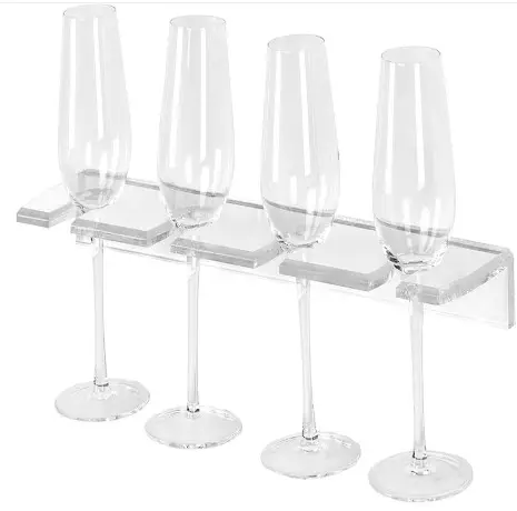 Clear Acrylic Wall Mounted Stemware Glass Hanging Rack Goblet Holder Stand Kitchen Glasses Storage Wall Hanger Organizer