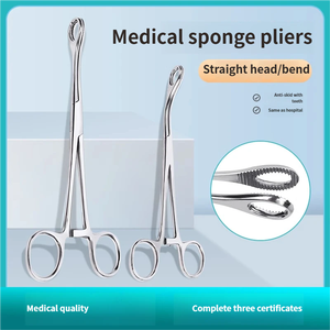Y tế thép không gỉ Sponge Kìm hình bầu dục Kìm Sponge kìm thẳng đầu khuỷu tay răng tròn Kìm vòng kìm - Product Image 2