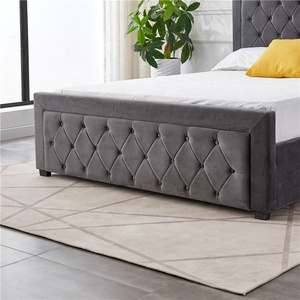 Base de <span class=keywords><strong>Cama</strong></span> Individual Moderna de Tela Gris con Base de Madera y Botones, Estilo Suave, <span class=keywords><strong>Buena</strong></span> <span class=keywords><strong>Calidad</strong></span> - Product Image 4