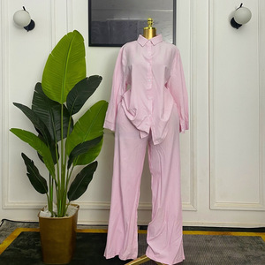 Abbigliamento Femminile Europeo <span class=keywords><strong>e</strong></span> Americano, Nuova Collezione Primavera 2026, <span class=keywords><strong>Camicia</strong></span> alla Moda a Maniche Lunghe con Colletto Rovesciato <span class=keywords><strong>e</strong></span> <span class=keywords><strong>Pantaloni</strong></span> a Gamba Larga - Product Image 1