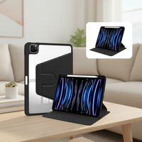 Casing iPad 10 10.9 / Generasi ke-11 A16 Anti Benturan Putar 360 Derajat, Bagian Belakang Transparan Kristal dengan Fitur Auto Sleep/Wake