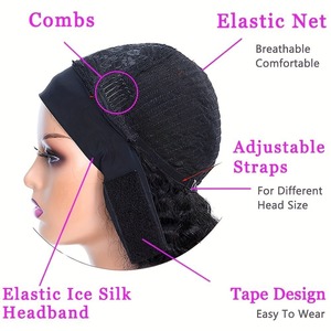 Peluca con Diadema XSY, Cabello Humano, Longitud Media, Sin Pegamento, Sin Encaje Frontal, 150% de Densidad, Color Natural, Cabello Rizado para <span class=keywords><strong>Mujer</strong></span> - Product Image 5