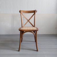 Chaises en bois Toon de couleur brun foncé avec dos croisé