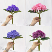 Hydrangea artificielle bleue à grande tête, tige unique, toucher réel, pour décoration intérieure et arrangements DIY (vente en gros)