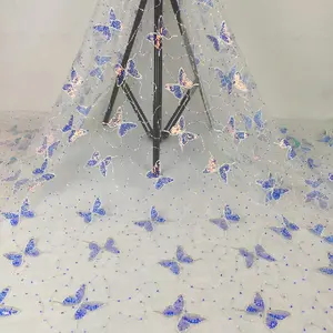 Butterfly Embroidery Wholesale Embroidered Tulle Mesh Sequin Lace Fabric for Organza Prompt goods