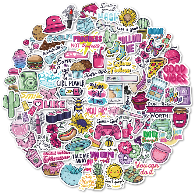 Custom Printing Die Cut Vinyl Stickers Adhesive Waterproof Vinyl Cartoon Laptop Stickers