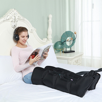 Bottes de massage des jambes à compression d'air, pressothérapie, drainage lymphatique, machine à 4 chambres avec contrôle de la minuterie et connexion électrique