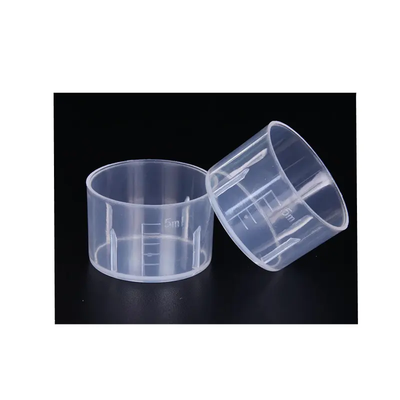 Taza medidora de pp de 5ml, vaso de plástico para solución Oral, tapa líquida oral