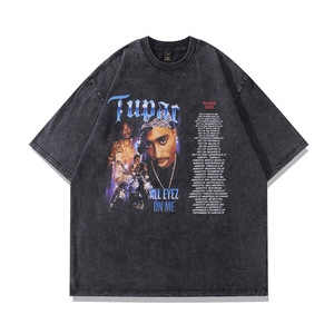 QUATU Promotion T-shirt vierge unisexe vintage streetwear délavé à l'acide pour impression DTG - Product Image 1