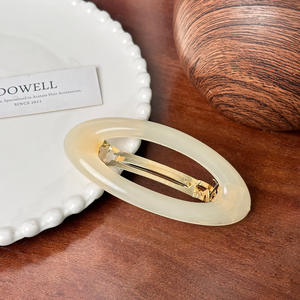 2025 moda Simple temperamento barato Oval hueco resorte Clip 9,7 cm acetato pasador de pelo - Product Image 6