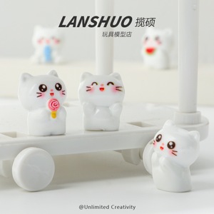 Lanshuo Cartoon Cat Resin Figurines Mini Animal <b>Decor</b> Home Decoration DIY Craft Accessories - Product Image 3