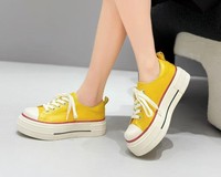 Espadrilles rétro à plateforme en toile à lacets, semelle épaisse, rehaussantes, respirantes, baskets décontractées pour femmes