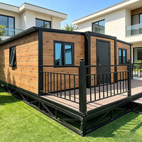 Porte d'entrée sécurisée pour maison conteneur préfabriquée, anti-humidité, démontable, 2 chambres, panneau grain de bois, cabane modulaire