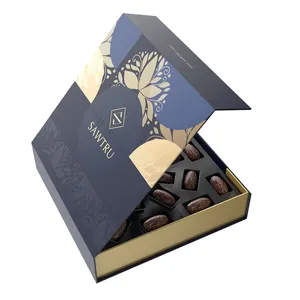Boîte cadeau pliante rectangulaire de qualité supérieure Boîte à chocolat à clapet en papier d'emballage en carton gris recyclable