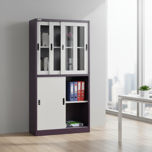 <span class=keywords><strong>Armoire</strong></span> à dossiers à quatre portes coulissantes, <span class=keywords><strong>armoire</strong></span> d'archives pour le stockage de documents scolaires et de bureau - Product Image 1