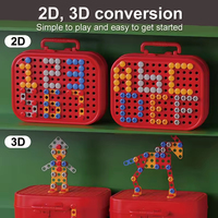 Jouet STEAM de Noël, blocs de construction, puzzle, tournevis électrique, kit d'assemblage 2D 3D, étui portable, cadeau éducatif de Noël