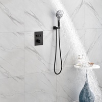 Système de douche moderne carré à effet pluie en laiton avec mitigeur à poignée unique, douchette à main et robinet en céramique, pour salle de bain d'hôtel, montage mural