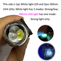 Lampe torche LED à ondes courtes 254 nm UVC, 310 nm UVB, ondes longues 365 nm UVA et LED blanches pour pierres précieuses