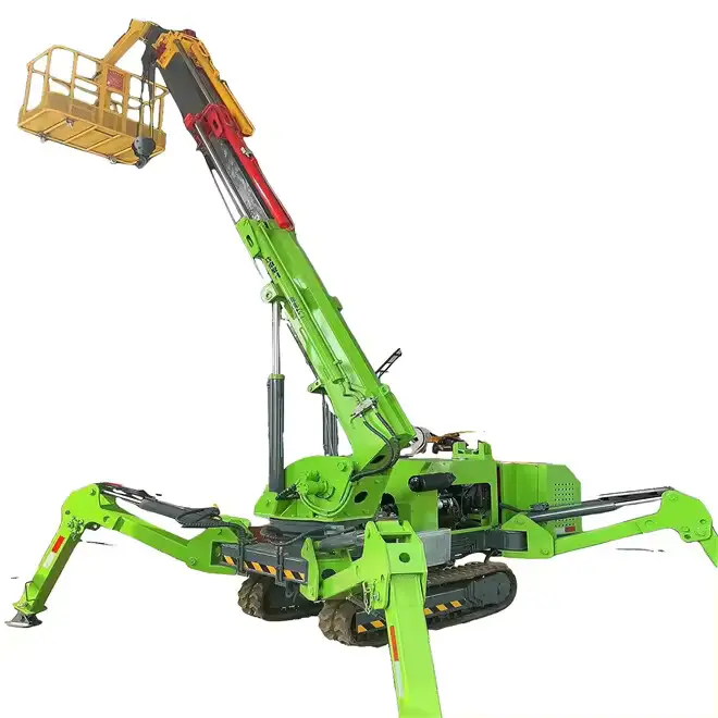P-024 angkat laba-laba dipasang Aerial Work Boom Trailer Mounted Boom Man lift 8m portabel jib crane aerial boom Lift