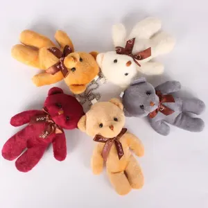 12cm 12 Colors 12pcs/lot Bear Mini Plush Teddy Bear Toy Bulk 12cm Animal Stuffed For Diy Keychain Teddy Bears Accessory
