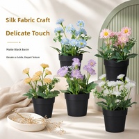 Chrysanthèmes sauvages artificiels en pot en soie, en stock, pour la décoration intérieure transfrontalière, fausses fleurs de bureau, bonsaï d'intérieur