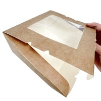 Emballage alimentaire jetable personnalisé en kraft, boîte à emporter en papier, emballage pour hamburger, boîte à lunch en papier avec fenêtre