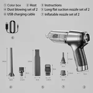مكنسة كهربائية لاسلكية للسيارة 3 في 1 مكنسة كهربائية منزلية لاسلكية قابلة للنفخ بقوة 120 واط مكنسة كهربائية صغيرة للاستخدام المزدوج للسيارة