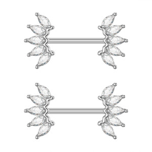 Set di 5 Paia di Anelli per Capezzoli in Acciaio Chirurgico 316L con Zirconi Trasparenti, <span class=keywords><strong>Gioielli</strong></span> per <span class=keywords><strong>Piercing</strong></span> ai Capezzoli da Donna, 14G, Regalo di <span class=keywords><strong>Gioielli</strong></span> per Capezzoli in Oro - Product Image 1