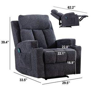Canapé inclinable pour salon, massage électrique, style moderne minimaliste, gris foncé et gris clair, rembourrage en mousse personnalisé - Product Image 4