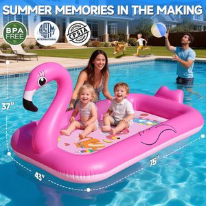 Pink Flamingo <b>Inflatable</b> Sprinkler <b>Pool</b>, Outdoor Water Play Mat <b>for</b> Kids - Product Image 4