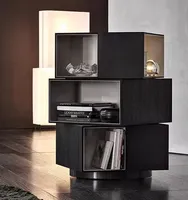 Meja Samping Bundar Kayu Kecil Modern Mewah Model Panel Ganda, Terlaris untuk Rumah, Kamar Tidur, Ruang Tamu