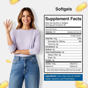 Aceite de Oliva Virgen Extra Orgánico de Alta Calidad, 100% Puro ESSS60, Protege la Salud Celular y Mejora la Concentración, Cápsulas Blandas - Product Image 5