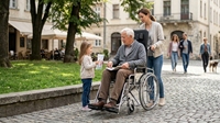 Offre Spéciale : Fauteuil Roulant Commode Pliable en Acier pour Personnes Âgées, Utilisation Intérieure/Extérieure, avec Accoudoirs - Équipement Médical et Soins