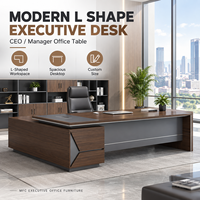 Bureau de direction moderne en forme de L, bureau d'ordinateur en MFC, table de PDG, ensemble de mobilier de bureau de direction, table de bureau de directeur