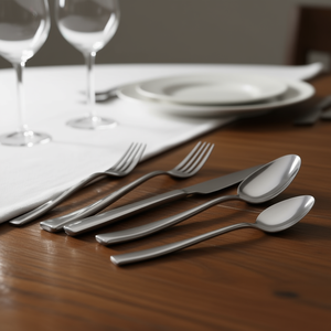 Ensemble de couverts en acier inoxydable 40 pièces, finition miroir, passe au lave-vaisselle, design minimaliste, vaisselle de fête - Product Image 2