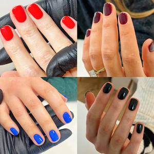 24ชิ้นสีทึบวัสดุ ABS เล็บแบบกดเล็บนุ่มกลมสั้นทำเล็บมือสไตล์ฝรั่งเศสขายส่ง - Product Image 1