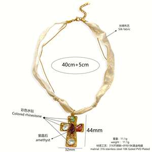 Ciondolo a Forma <span class=keywords><strong>di</strong></span> Cuore Cristiano in Acciaio Inox con Accenti in Zircone Colorato e Conchiglia, Collana Trendy Versatile e Unica per Donne - Product Image 6