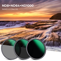 Kit de filtres pour appareil photo K&F Concept 49-82 mm ND avec sac de rangement (ND8+ND64+ND1000) – Verre optique avec revêtement vert anti-reflet