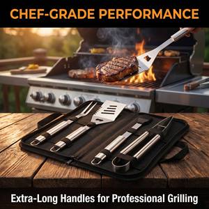 <span class=keywords><strong>Kit</strong></span> d'accessoires <span class=keywords><strong>de</strong></span> barbecue haut <span class=keywords><strong>de</strong></span> gamme 5 pièces en acier inoxydable avec sac cadeau pour hommes, idéal pour les grillades en plein air - Product Image 4