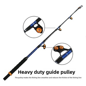 Canne à pêche en fibre de verre pour haute mer, ultra-rigide, <span class=keywords><strong>avec</strong></span> guide-carteau à rouleaux, pour la pêche au thon en bateau - Product Image 3