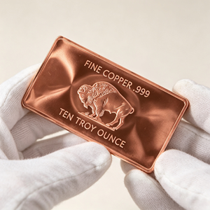 Lingote de Cobre de Alta Pureza de 10 Oz con Motivo de Búfalo, Venta al Por Mayor, con Servicio de Estampado Artístico Personalizado - Product Image 1
